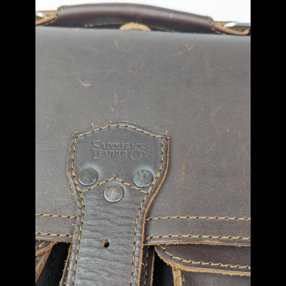 [SOLD] RARE SADDLEBACK Large Front Pocket Leather Briefcase Chestnut Brown - Picture 4 of 15